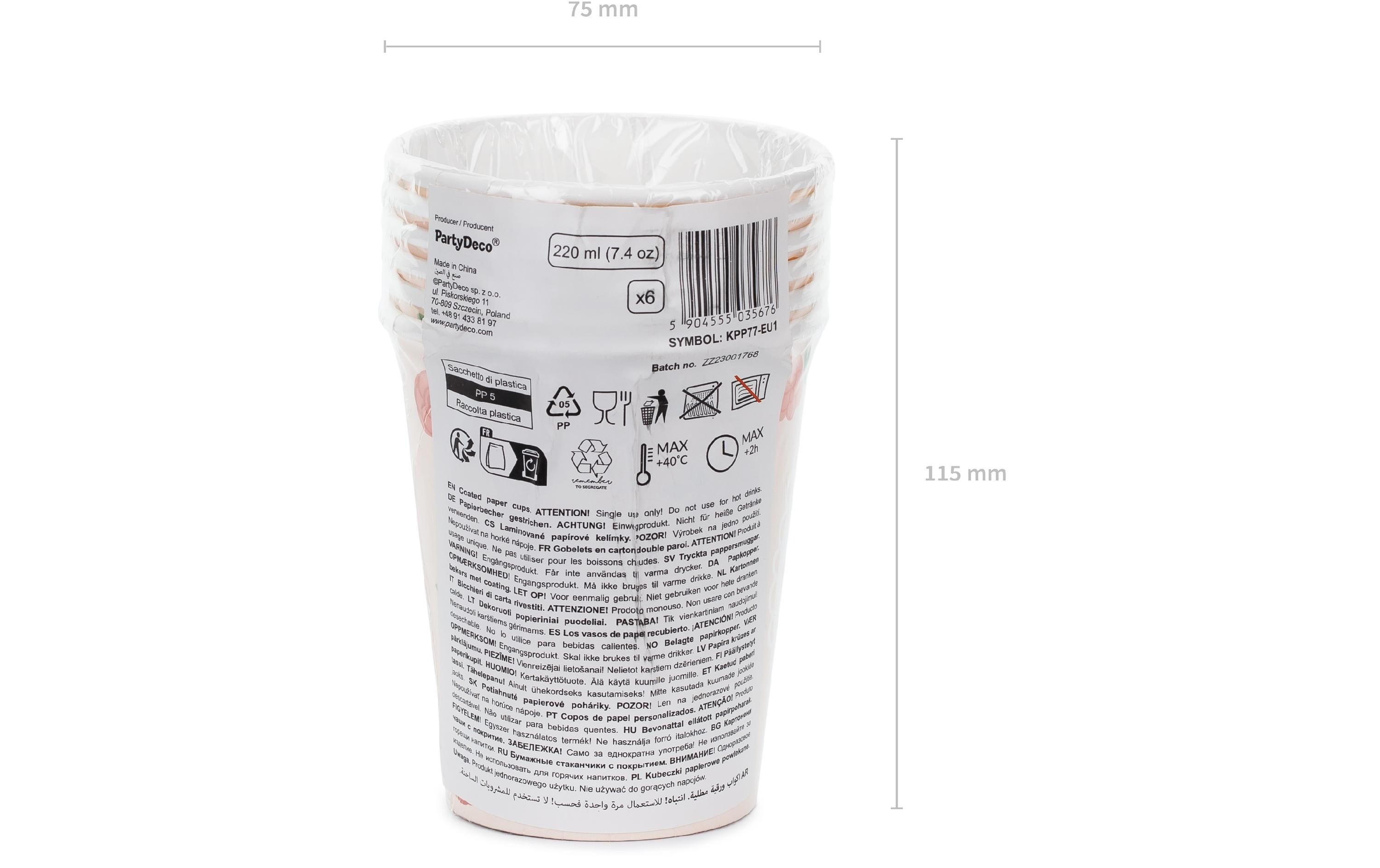 Einwegbecher Pferd, 220 ml, 6 StückPappbecher für Kindergeburtstage