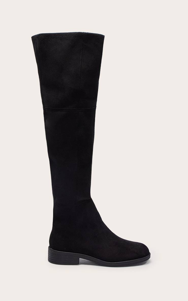 Noir Botte Cavalière Montante À Bout Rond En Synthétique