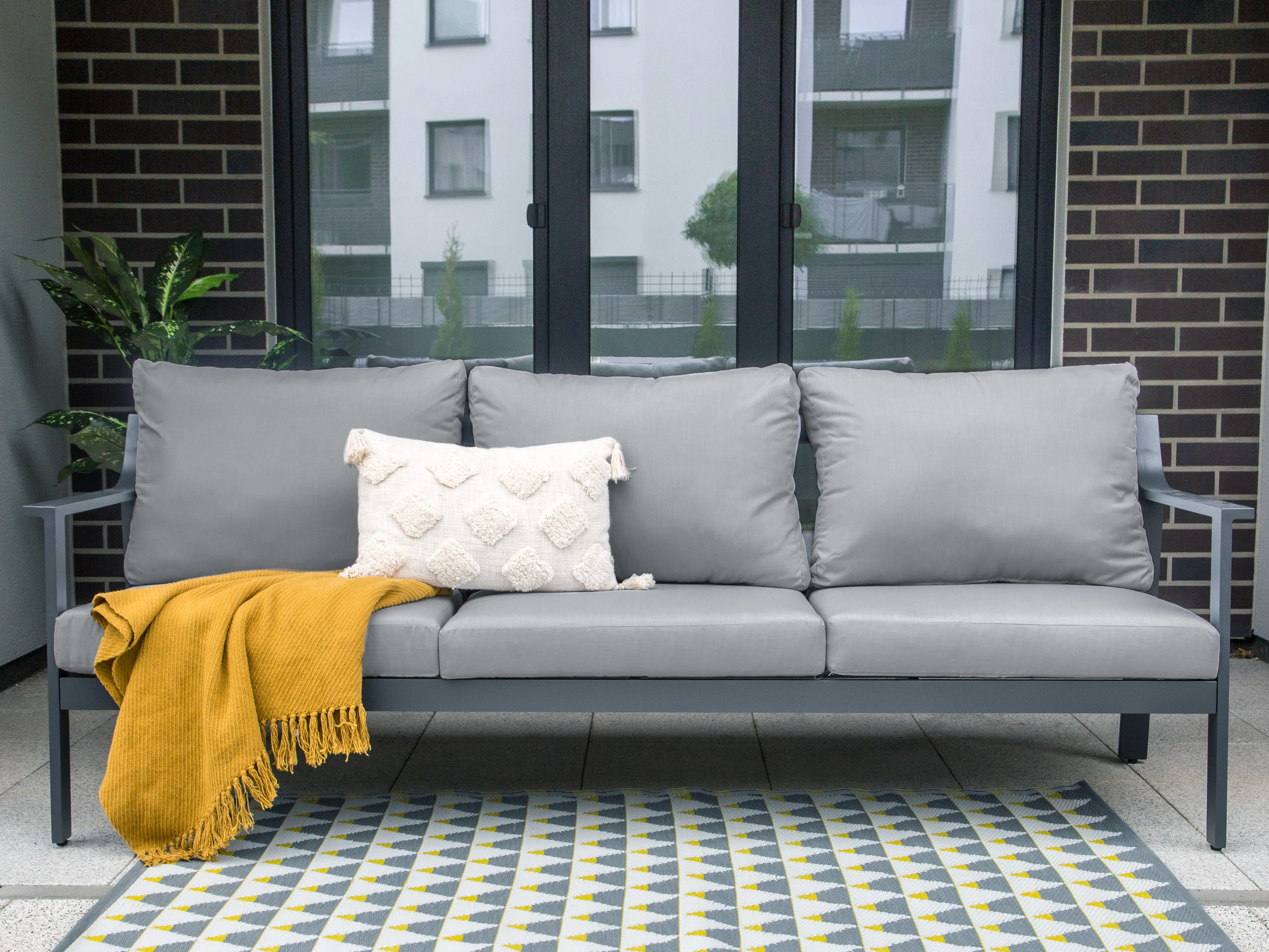 Tuin loungebank 3-zits KIATO Metaal Donkergrijs