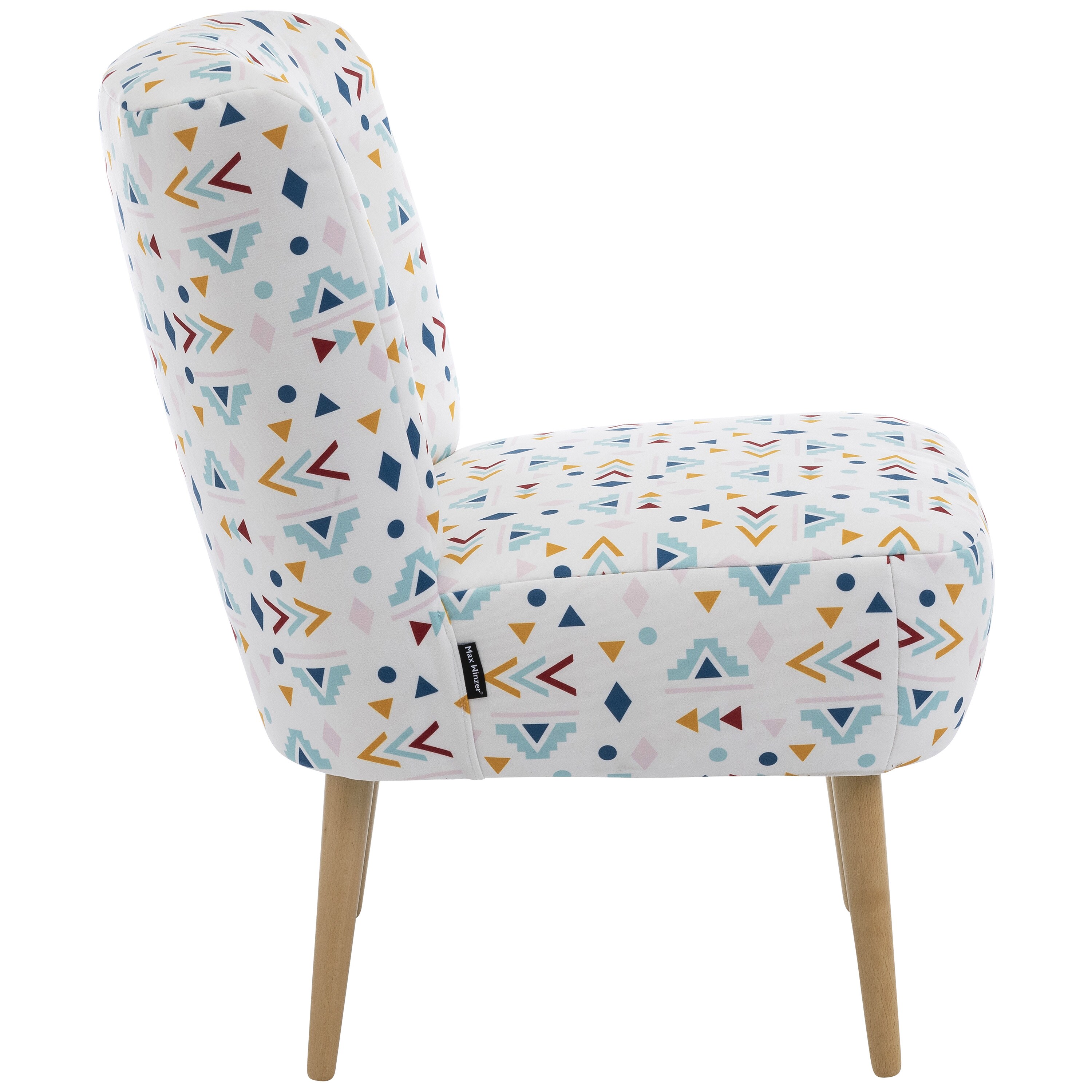 lovingHome® Sessel Fiola bunt gemustert Polstersessel Stuhl Relaxsessel Füße Buche natur mittlere Sitzhärte