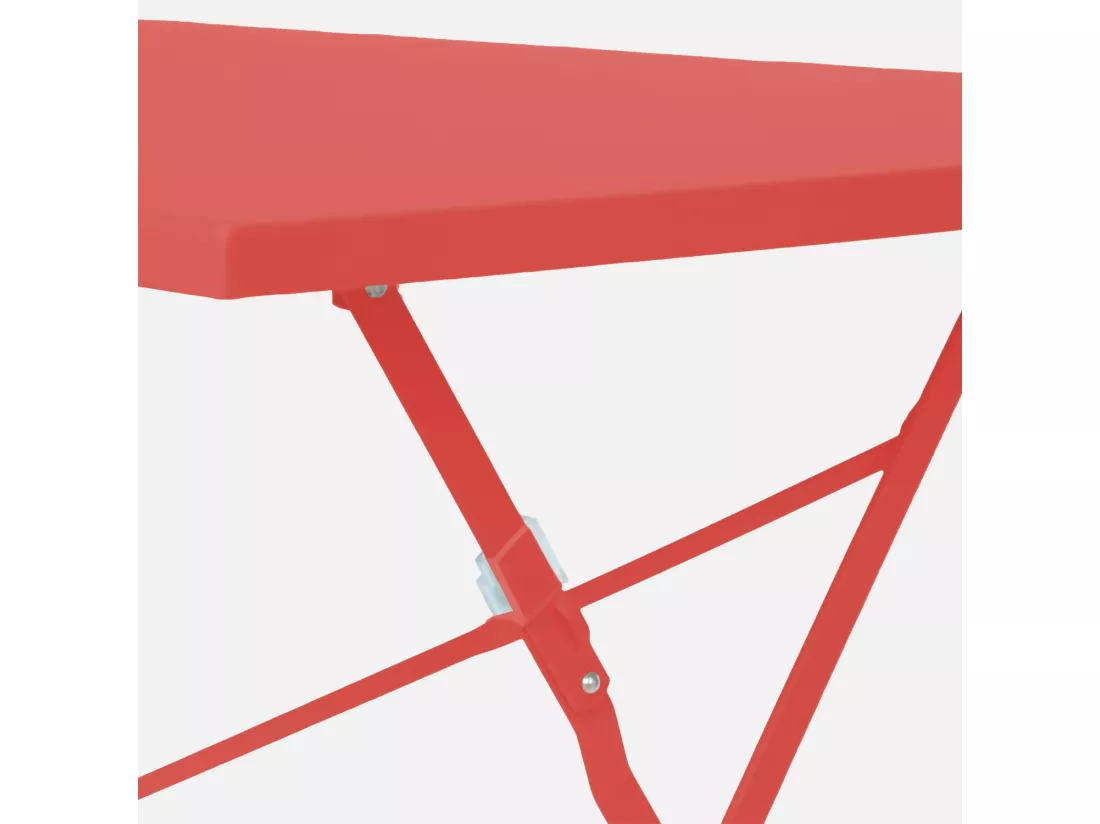 Table de jardin bistrot pliante métal + 4 assises 110 x 70cm. avec quatre chaises pliantes. acier thermolaqué