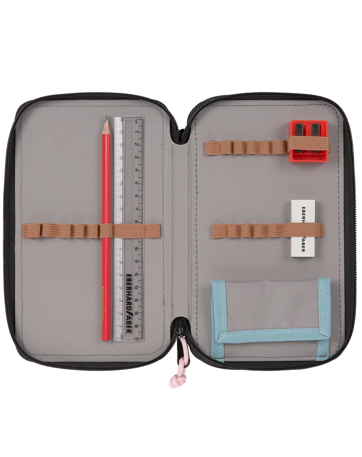 Federtasche TRIPLE UNIQUE mit Inhalt in rose/blue/black