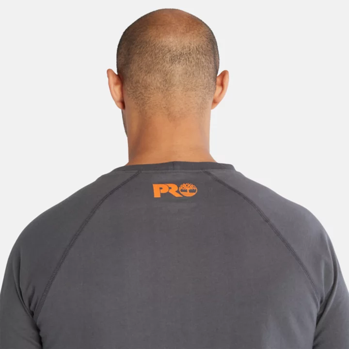 Camiseta Timberland PRO Core de manga comprida para homem, na cor cinza escuro.