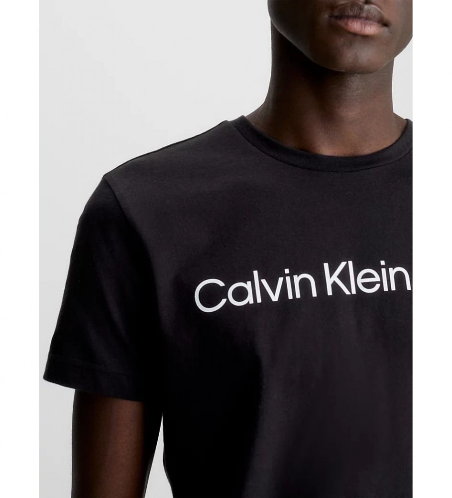 Camiseta Calvin Klein Jeans Slim de algodão orgânico com logo preto