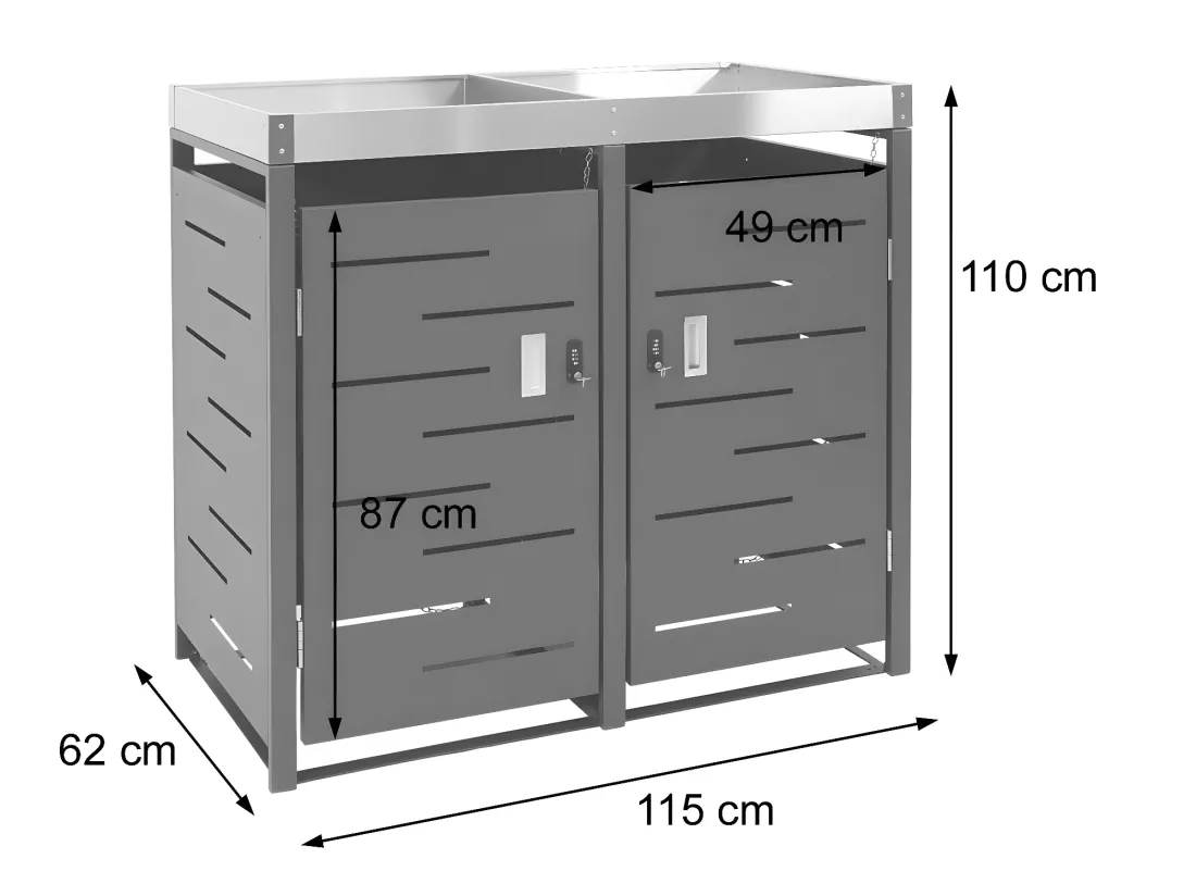 Cache-poubelle pour 2 poubelles MCW-H40b
