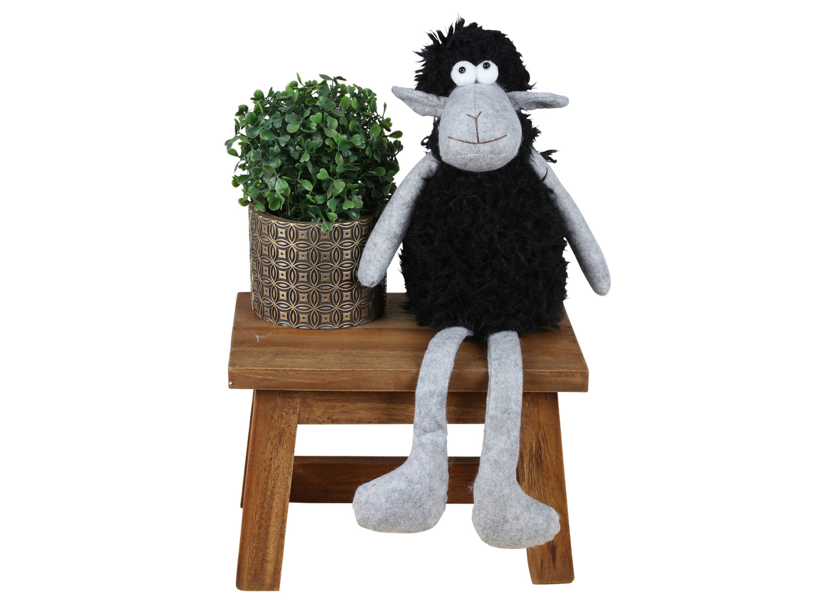 Deko-Schaf Kantenhocker 40cm Grau/Schwarz