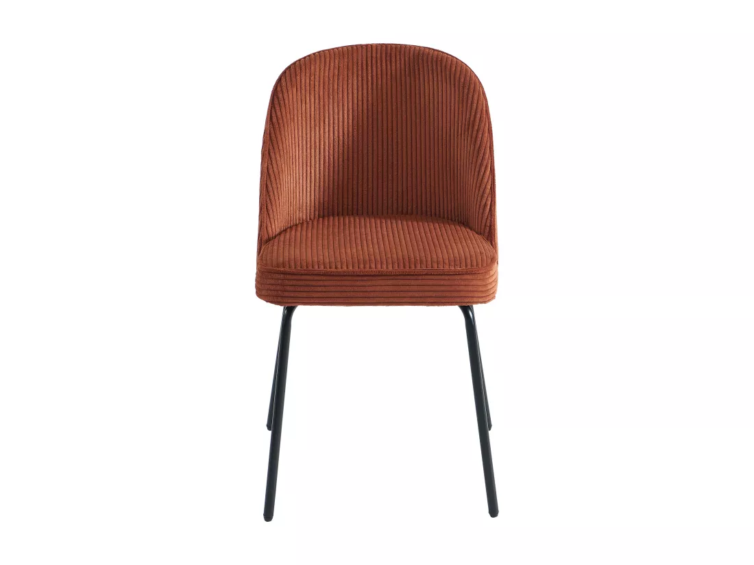 Lot de 2 chaises en velours côtelé et métal noir - Terracotta - ALPALI