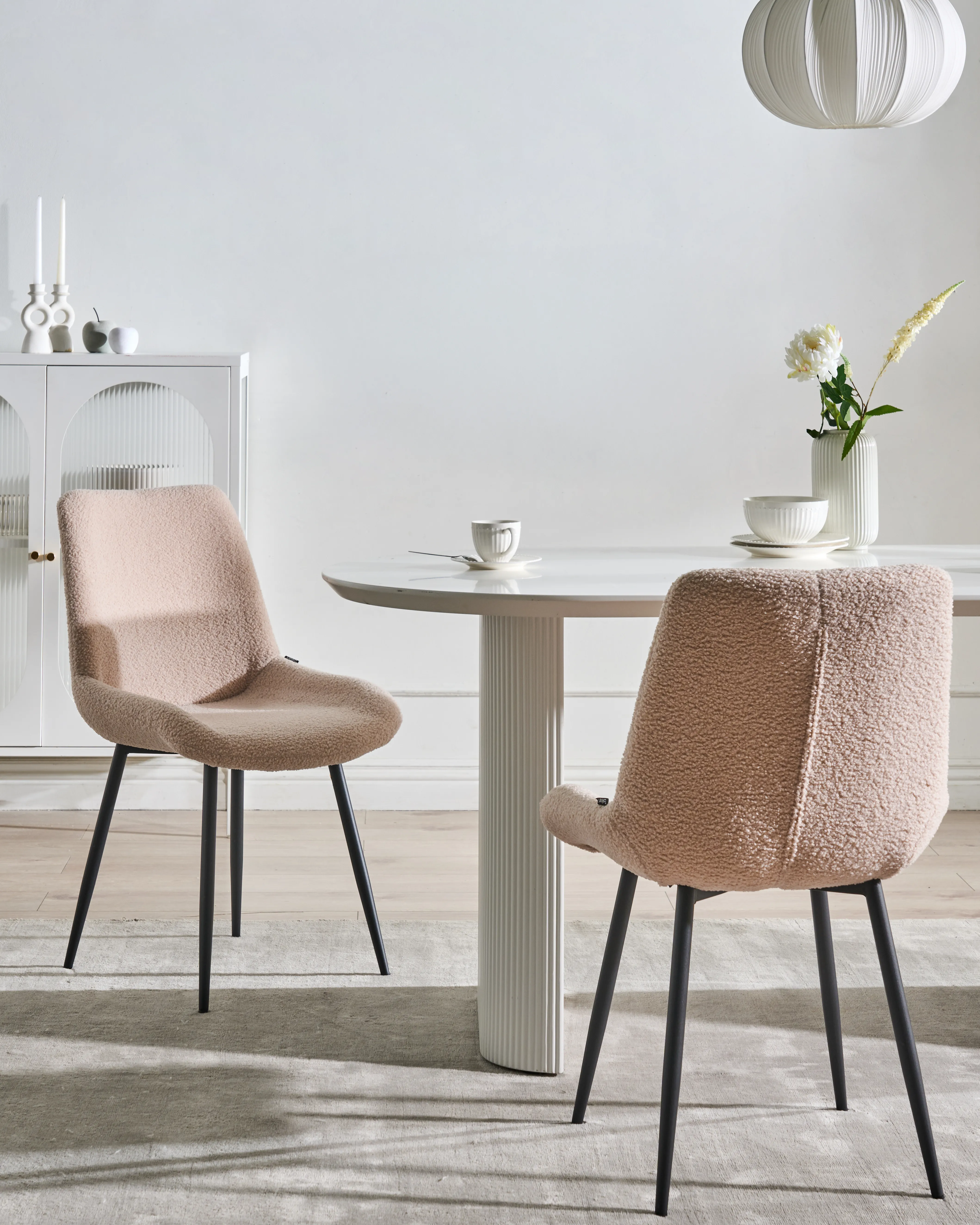 Set van 2 eetkamerstoelen AVILLA Bouclé Beige