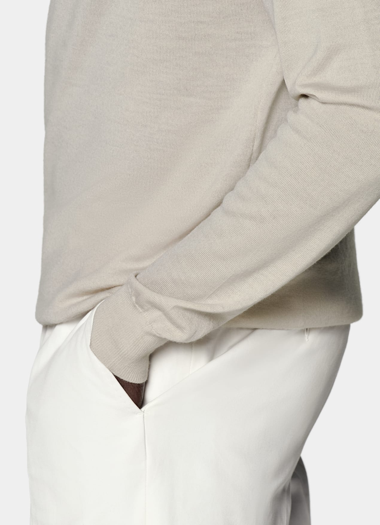 Pull col rond Merino sable