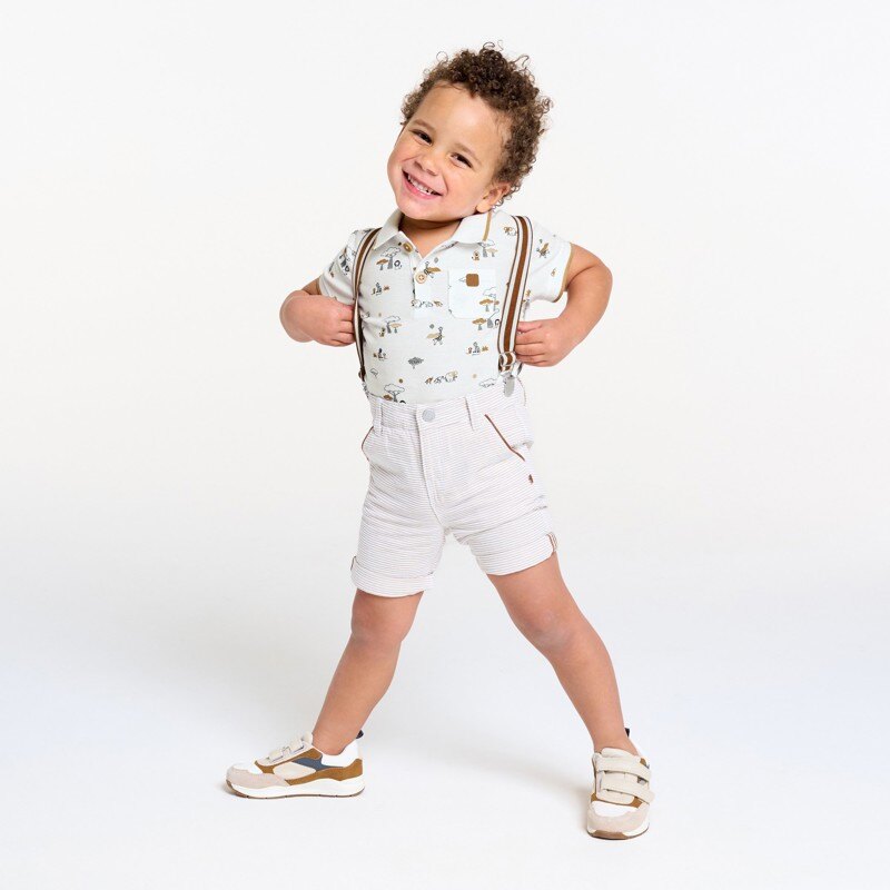 Polo maille piquée animaux blanc bébé garçon Blanc