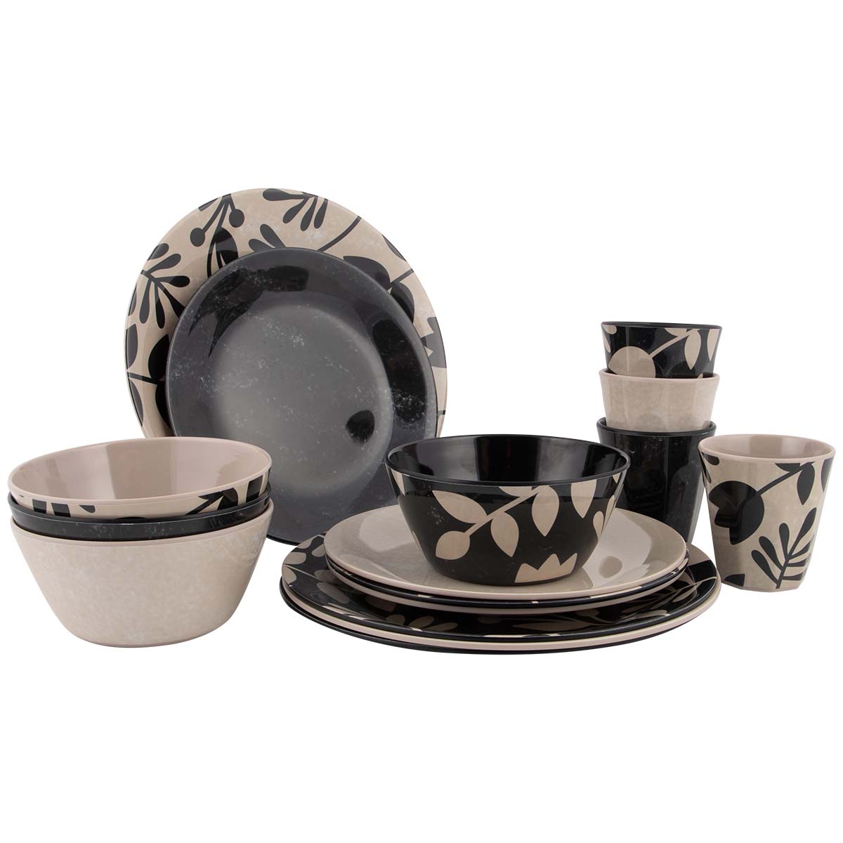 Bo-Camp Mix & Match 16-delig serviesset - Beige/Black
