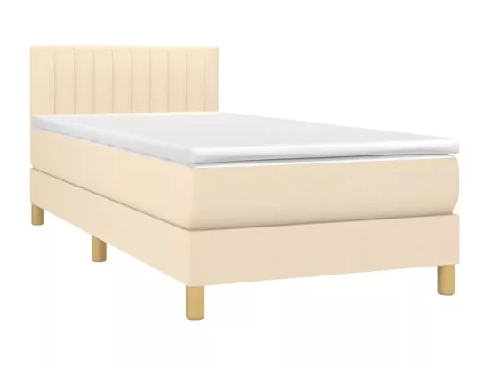 Sommier tapissier avec matelas et LED Crème 90x190 cm Tissu