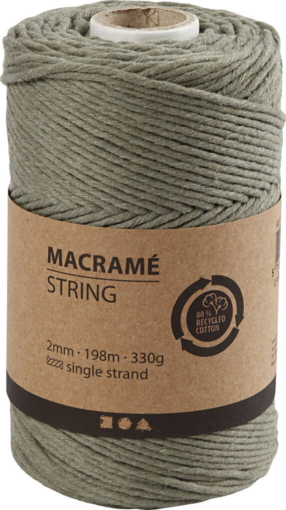Macramé Snor - L 198 M - Ø 2 MM - Mos Grøn - 330 G