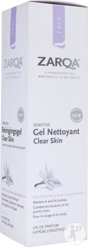 Zarqa Sensitive Gel Nettoyant Clear Skin Visage Peau Grasse À Imperfections Flacon Pompe 200ml