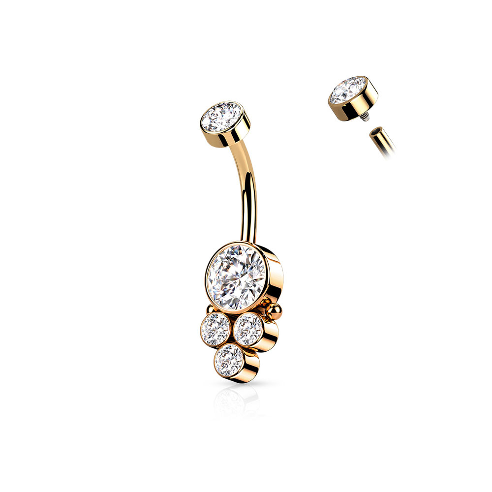 (10mm) 316L Chirurgenstahl Bauchnabelpiercing mit Gewindeverschluss - Roségold
