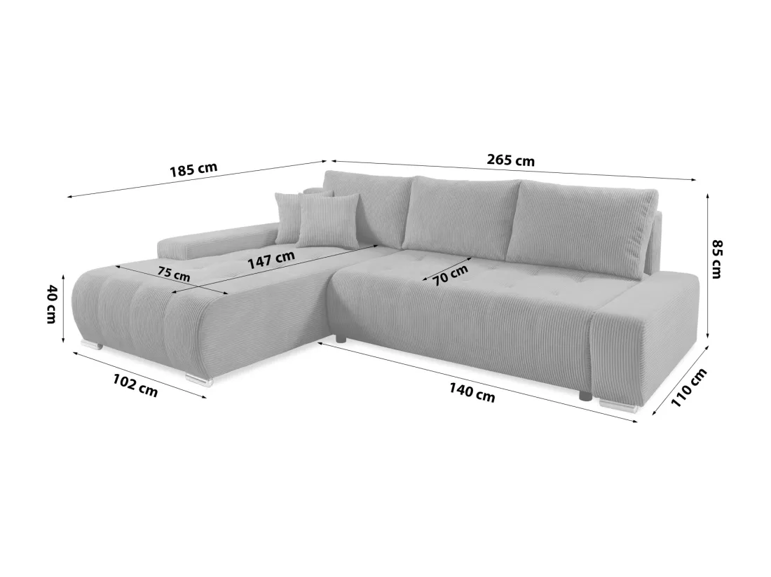 CANAPÉ D'ANGLE avec coffre de rangement Tragel L, gris foncé