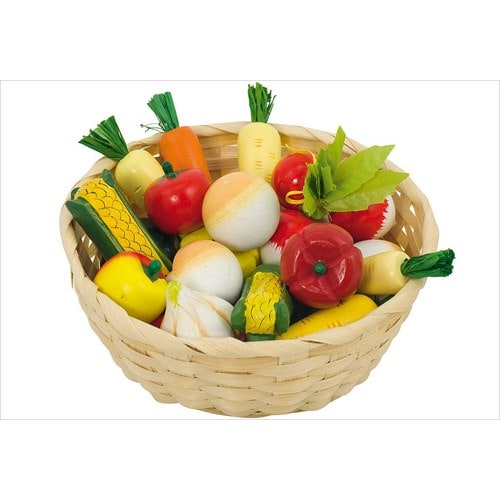 Corbeille de petits légumes en bois goki