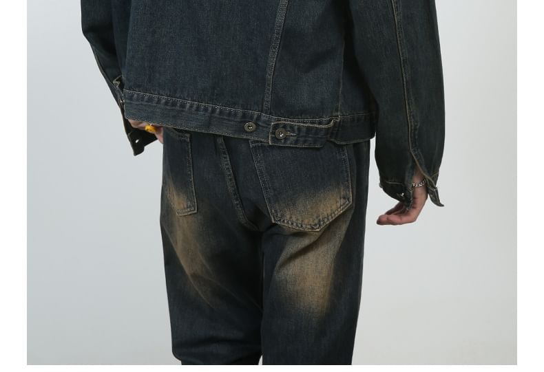 pinkdropper - Gewassen denim jasje met kraag en knopen