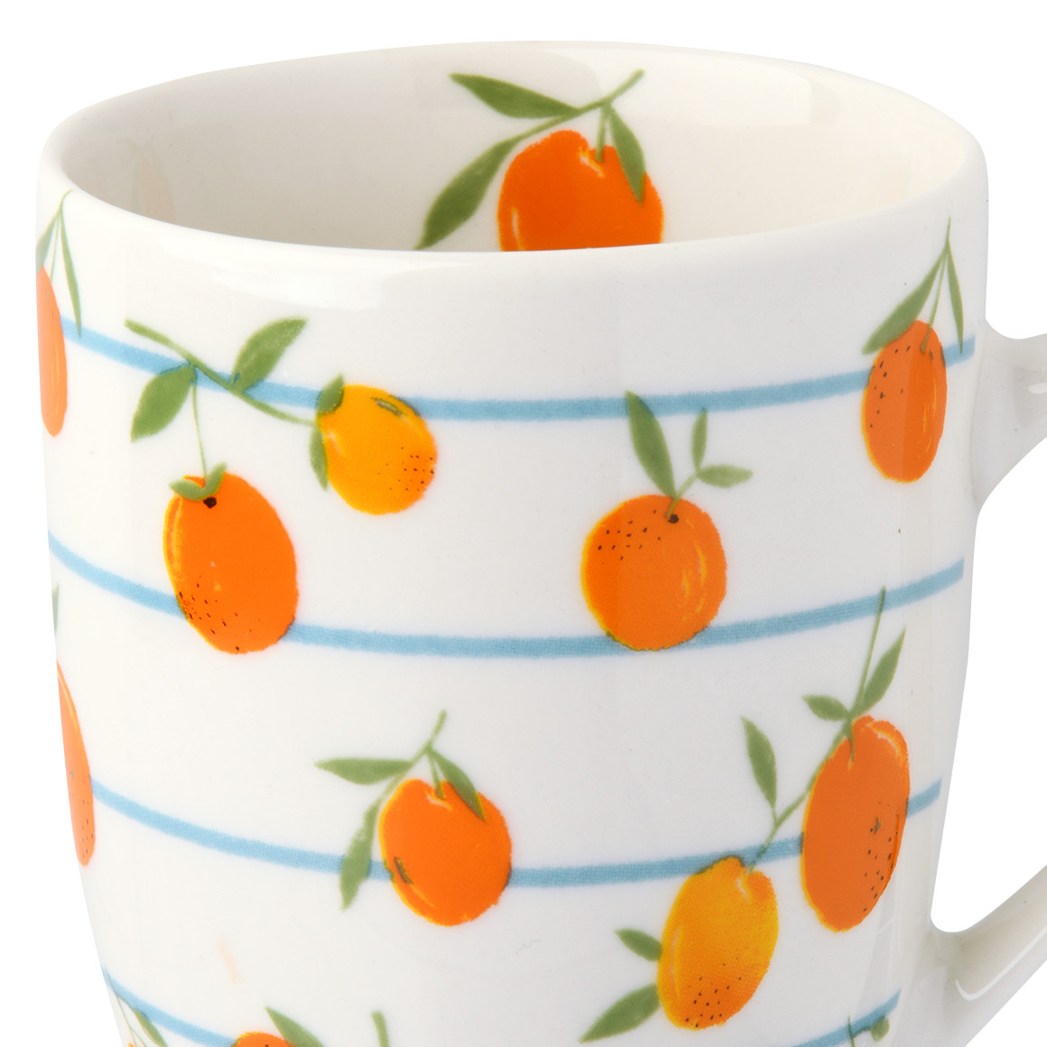 My Home Tasse mit Orangen-Allover weiss / orange / hellblau