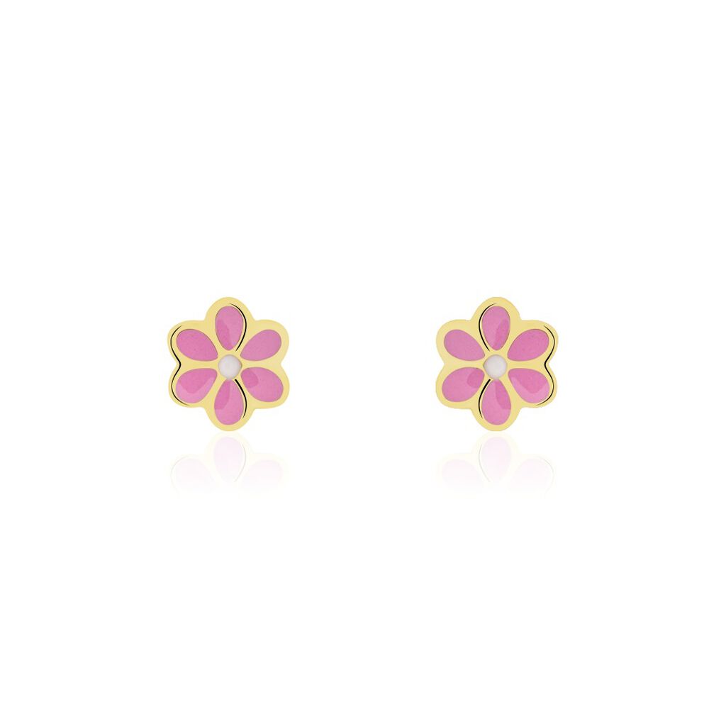 Boucles D'oreilles Puces Or Jaune Talia Email