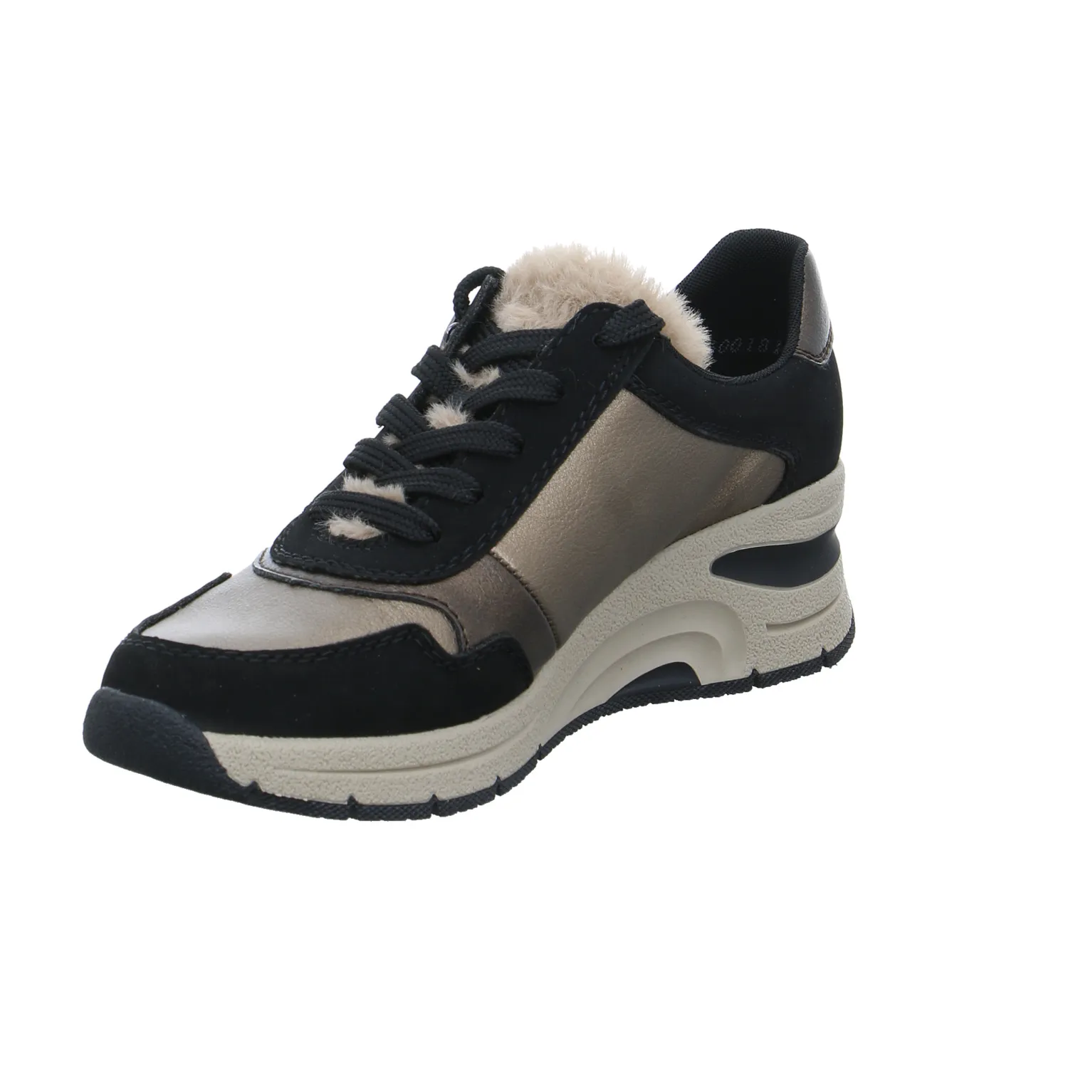 RIEKER Comfort-Schnürer Bronze Lederimitat  mit Wechselfussbett