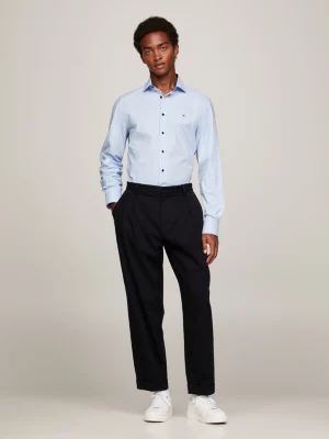 Camisa de popeline slim fit com gola contrastante