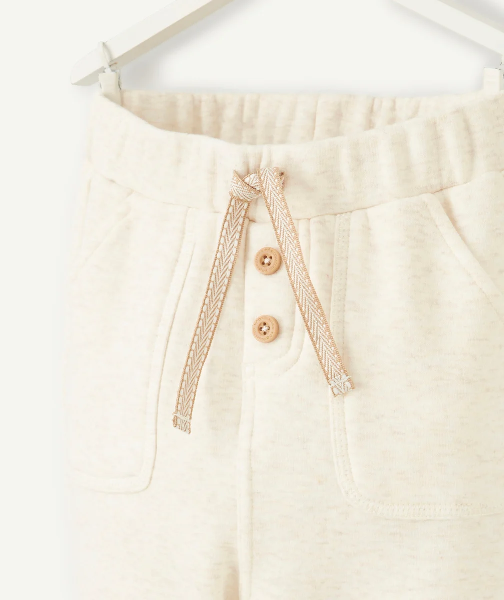 PANTALON DE JOGGING EN FIBRES RECYCLÉES ÉCRU CHINÉ