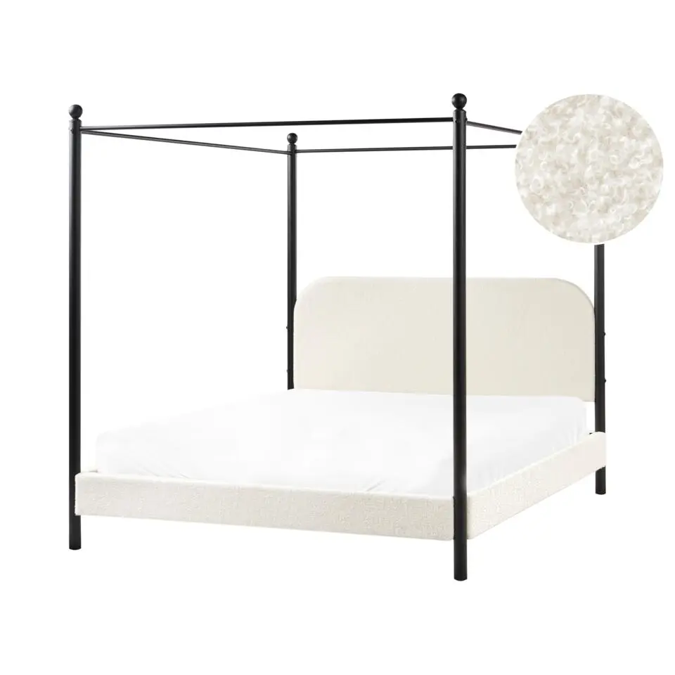 DANNEMOIS - Tweepersoonsbed - Gebroken wit - 160x200 cm - Bouclé