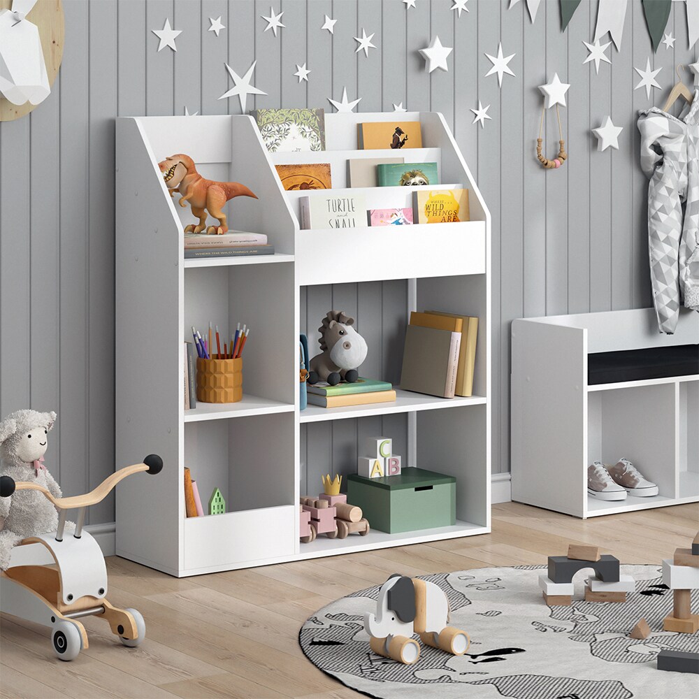 Vicco Kinderregal Bücherregal Wandregal Luigi Weiß 100x114 cm modern Kinderzimmer Regal Spielzeugregal Dekoregal Standregal Aufbewahrungsregal Würfelregal Ablage Fach freistehend
