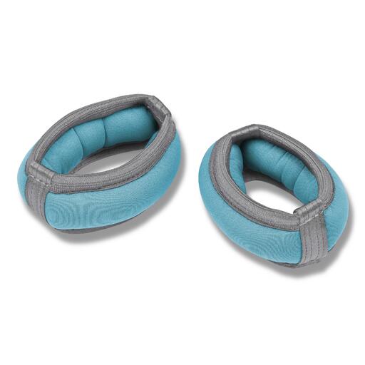 Pulseiras de neoprene com peso e enchimento de grânulos de metal índigo, 2 unidades de 0,2 kg cada.