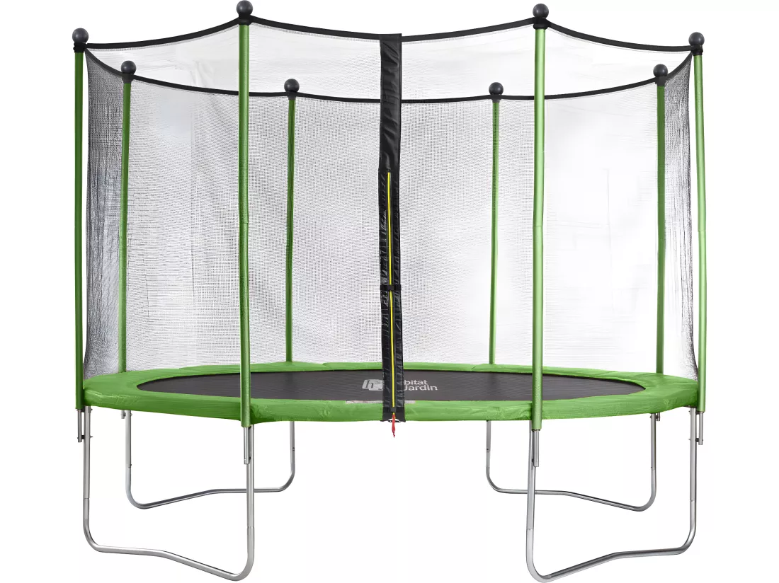 Trampoline Yoopi 2 LUXE - Ø 3.65 m - Avec filet + échelle + couverture + kit d'ancrage