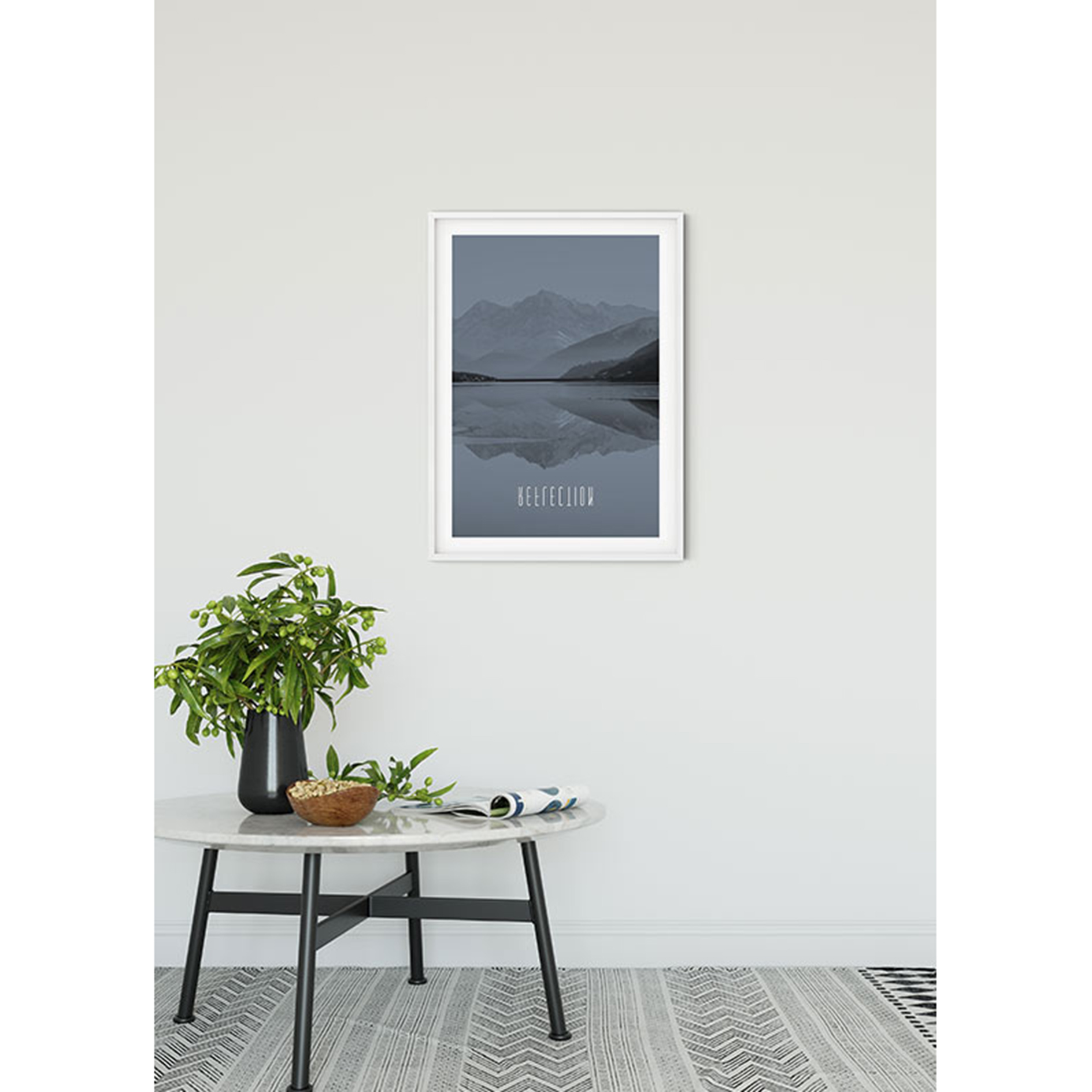 Wandbild WORD LAKE REFLECTION STEEL - 50x70 cm