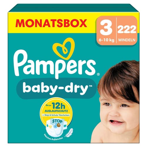 Pampers Baby-Dry Windeln Gr.3, Monatsbox, 6-10 Kg