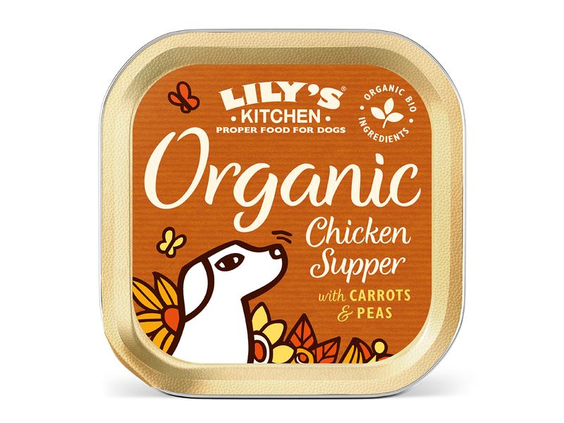 Lily's Kitchen Nassfutter Bio Huhn, 11 x 150 g Alleinfuttermittel für ausgewachsene Hunde