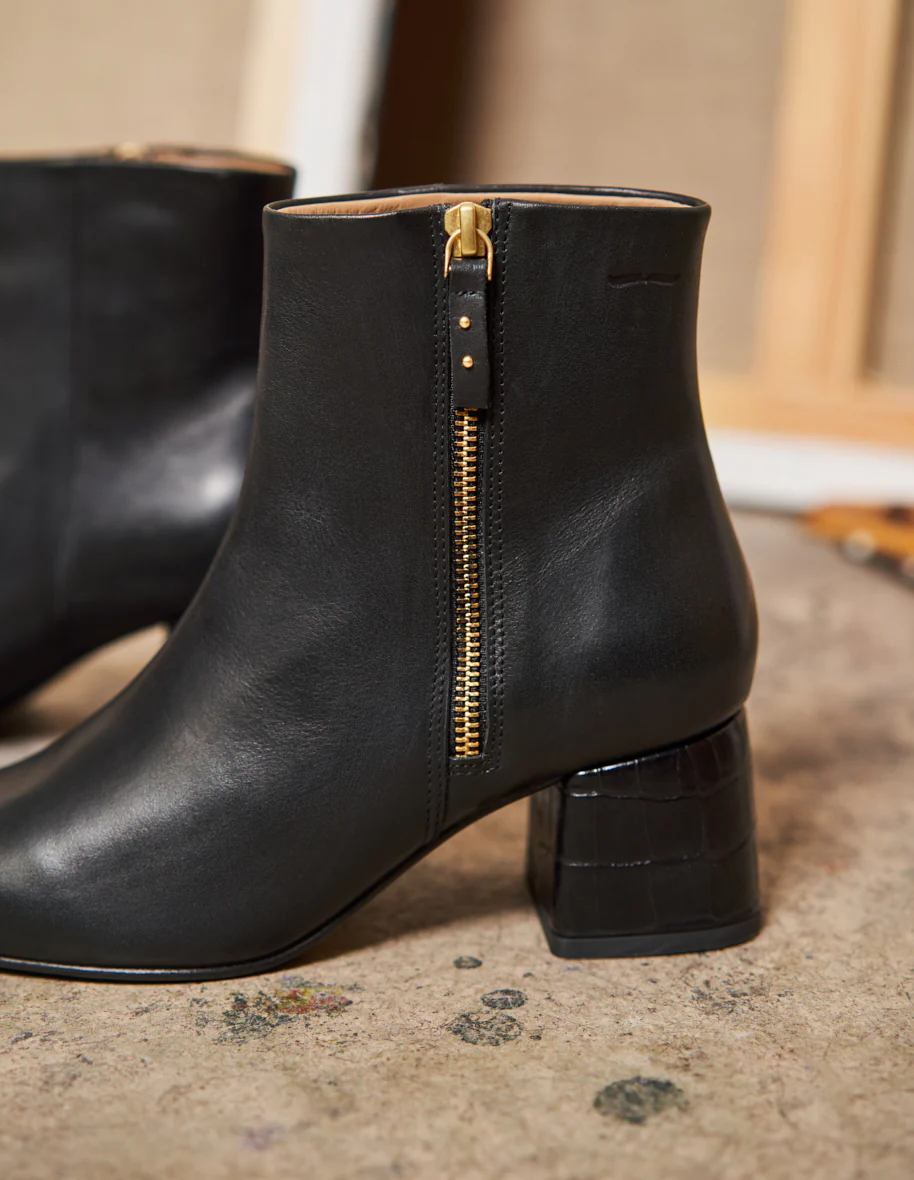 Bottines à talons Gisèle - Cuir noir