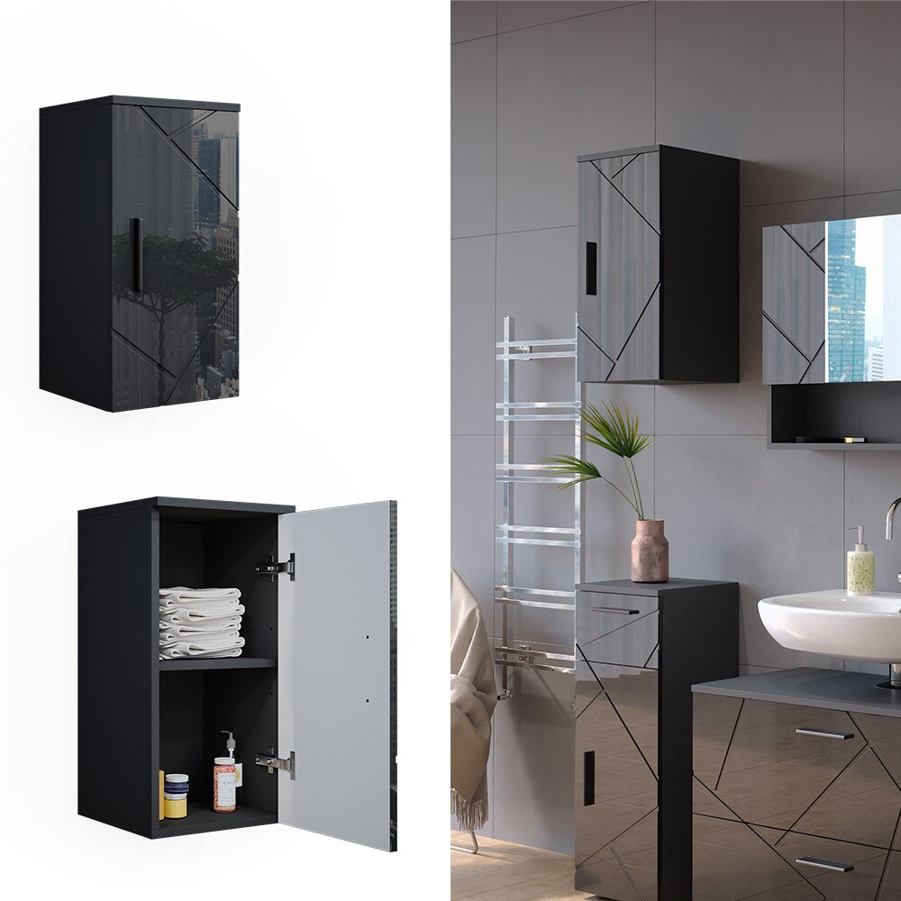 Vicco Hängeschrank Badschrank Badezimmermöbel Irma Anthrazit Hochglanz modern 30x59 cm Badezimmer Schrank Badmöbel Schranktür Schrankfach Einlegeboden Ablagefach Aufbewahrung