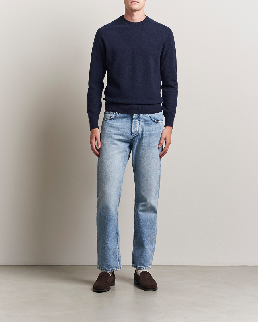Altea Wool/Cashmere Crew Neck Pullover Navy
