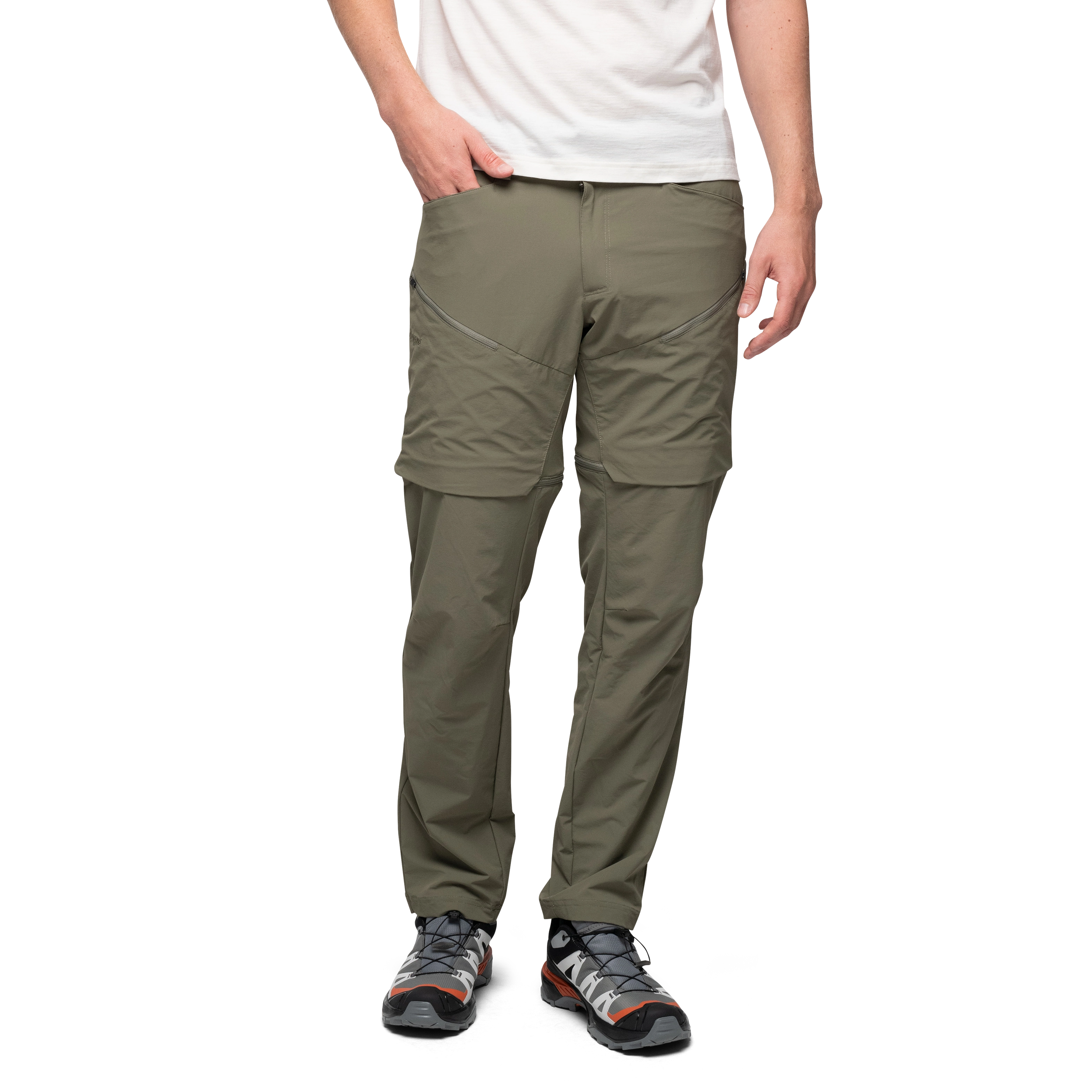 Convertible Zip-Off Softshell Pants Men Green Mud