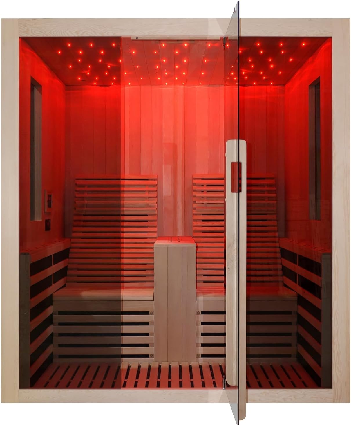 Sanotechnik Infrarotkabine Carbon 2 – 2 Personen Infrarotsauna 180×150×195cm | 14 Carbon-Heizplatten (3100W), LED-Sternenhimmel, Bluetooth-Radio, 6mm ESG-Glas – Art.Nr.: F10180