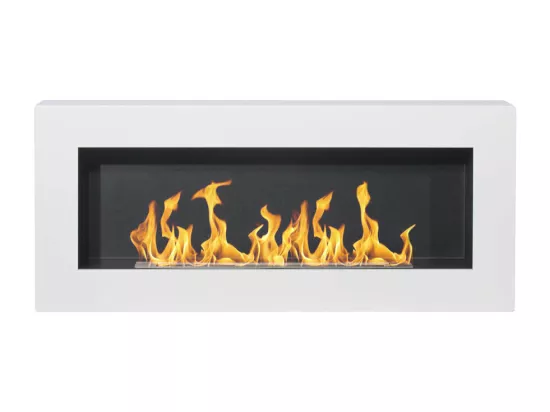 Cheminée bioéthanol murale biocheminée Siena blanc L 90 x P 12 x H40