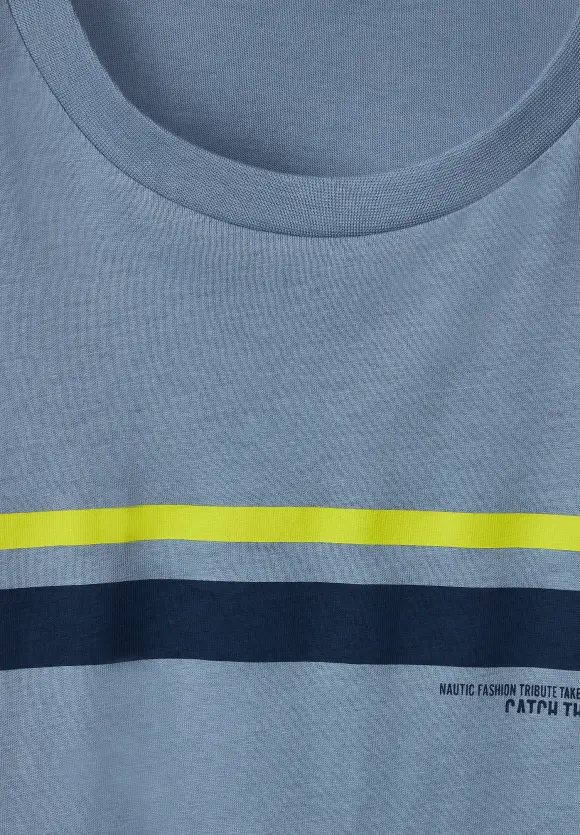 T-Shirt mit Streifenprint - steel blue