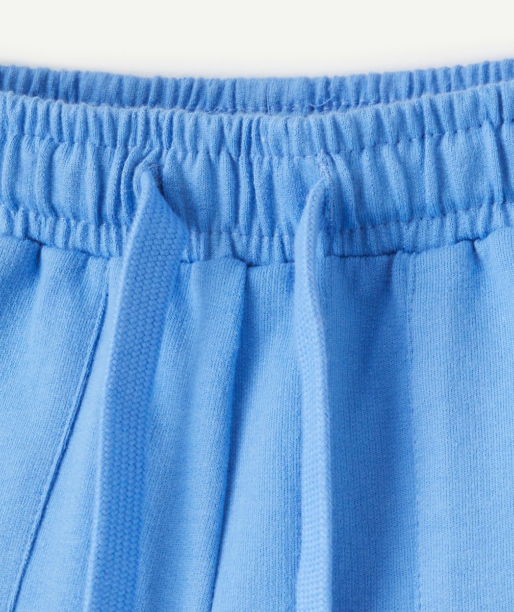 short fille en coton bio bleu avec cordons