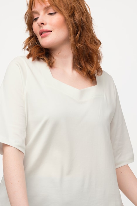 T-Shirt, Pima Cotton, A-Linie, Herzausschnitt, Halbarm