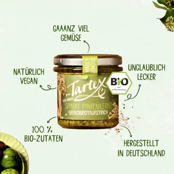 Bio Abendbrotaufstrich Spinat Pinienkerne