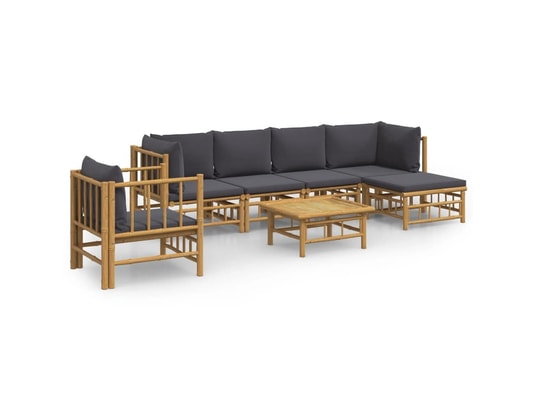 LES TENDANCES - Salon extérieur Salon de jardin-gris-6 places-55x65x30-490590
