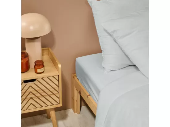 Drap housse uni 100% Percale de coton - Gris clair - 160x200cm