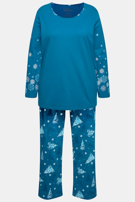 Pyjama, Schneeflocken, Rundhals, Langarm, Taschen