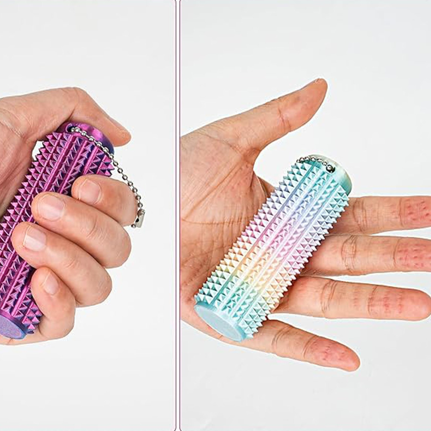 (7x2.5cm) Anti Stress 3D Druck Schlüsselanhänger Spielzeug mit Noppen Struktur Fidget Spiel - Schwarz