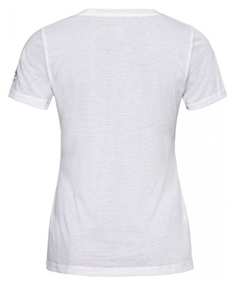 Maillot Manches Courtes Femme Odlo Halden Print Blanc