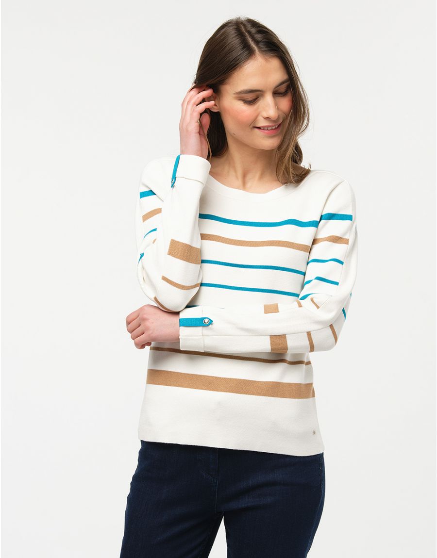 Pull marinière écru lagon